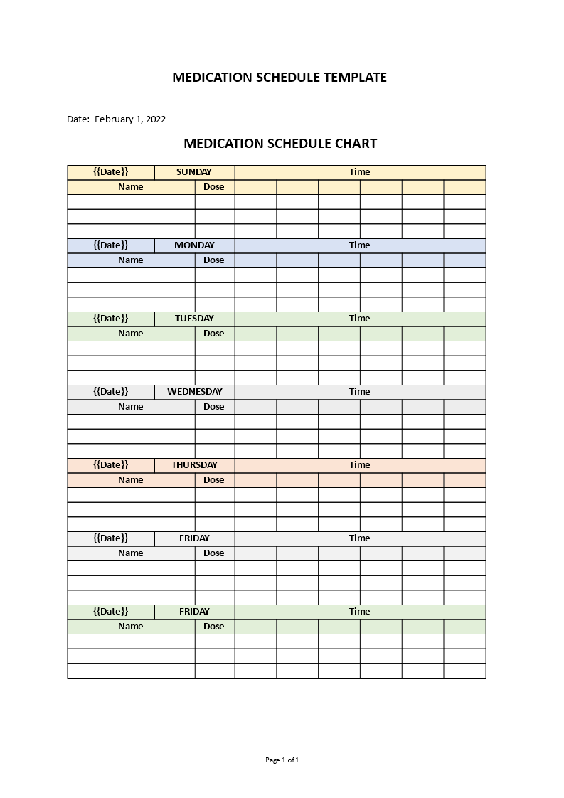 medication schedule template 