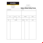 Sales Order Entry Form example document template