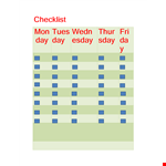 Simple Checklist Template for Efficient Task Management | Monday - Thursday example document template