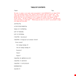 Free Table of Contents Template in Word | Streamline Your Chapters example document template