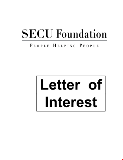 Project Grant Letter of Interest for Foundations