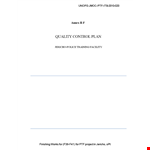 Quality Control Management Plan example document template