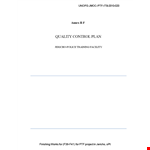 Quality Control Management Plan example document template 