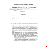 Hold Harmless Agreement Template for Township | Shall Agree to Terms Above example document template
