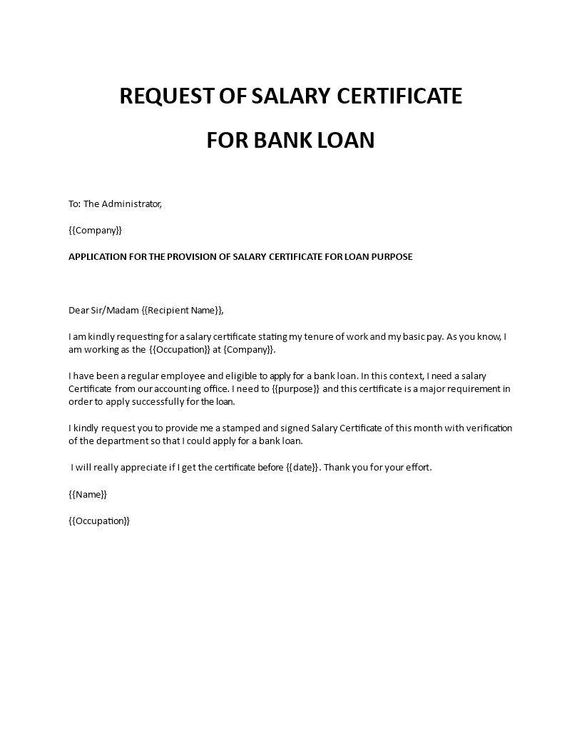 salary slip application letter