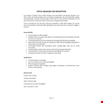 Office Manager Job Description example document template