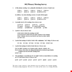 Plenary Meeting Survey example document template