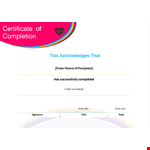 Customizable Certificate of Completion Template - Free Download example document template