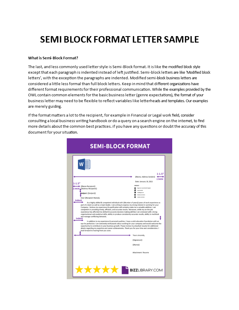 semi block format letter template