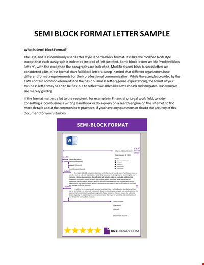 Semi Block Format Letter Template