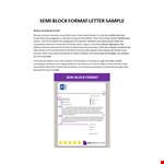 Semi Block Format Letter Template example document template