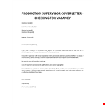 Supervisor cover letter Production example document template