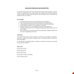 Associate Producer Job Description example document template