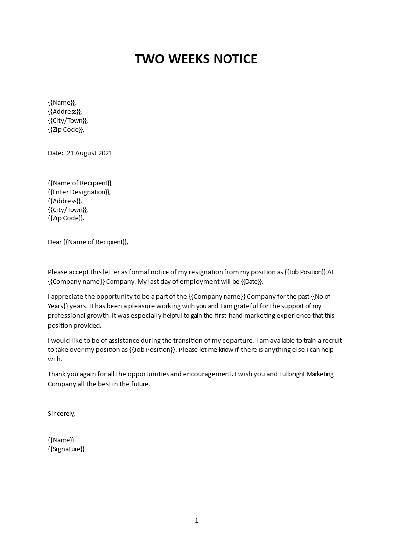 Resignation Letter