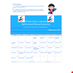 Monthly Fitness Calendar Template example document template