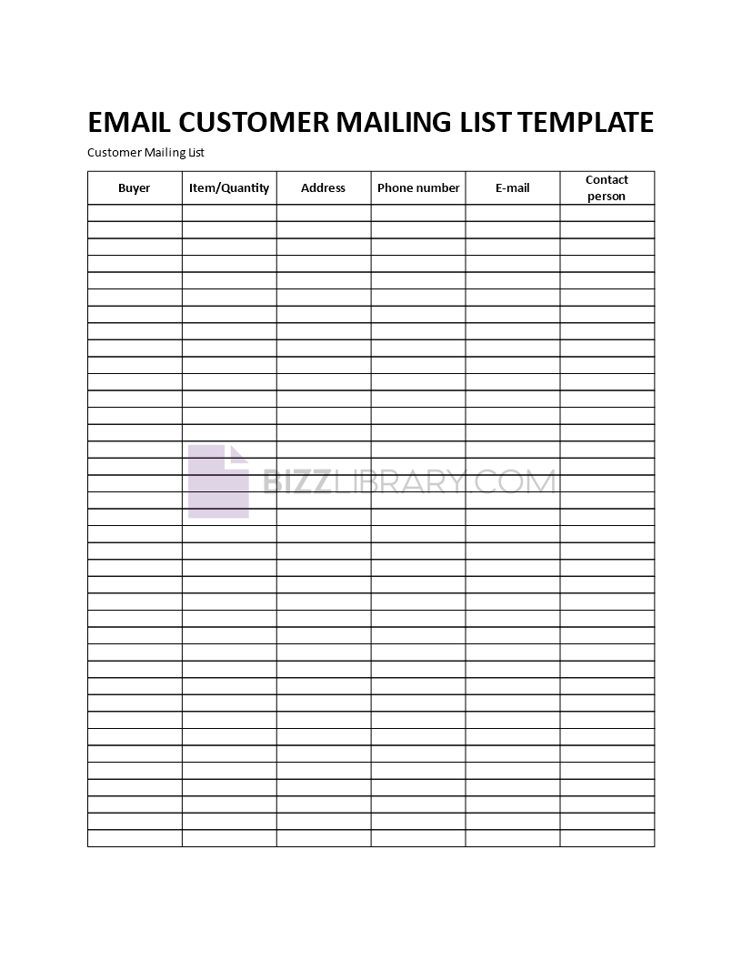 email customer mailing list template