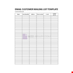 Email Customer Mailing List example document template