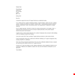 It Support Technician Job Application Letter example document template