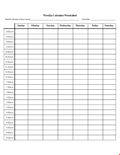 Printable Blank Weekly Calendar | Create Your Schedule Easily