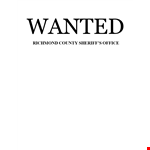 FBI Wanted Poster Template - Office, County, Richmond Sheriff | Create Wanted Posters example document template