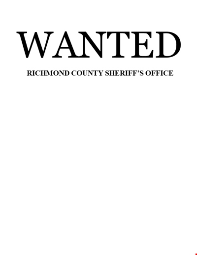 FBI Wanted Poster Template - Office, County, Richmond Sheriff | Create Wanted Posters
