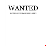 FBI Wanted Poster Template - Office, County, Richmond Sheriff | Create Wanted Posters example document template 