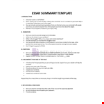 Essay Summary Template example document template