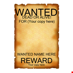 Wanted Poster Western Style Template example document template