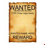 Wanted Poster Western Style Template example document template 