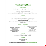 Roasted Turkey Thanksgiving Menu Template | Serves Whole Parties example document template