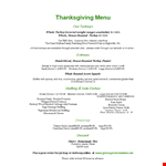 Roasted Turkey Thanksgiving Menu Template | Serves Whole Parties example document template 