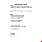 Game Developer Job Description example document template