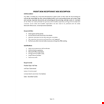 Front Desk Receptionist Job Description example document template