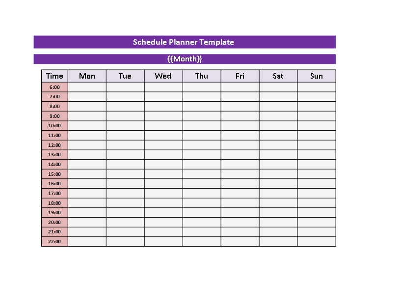 schedule planner template Main Image schedule planner template
