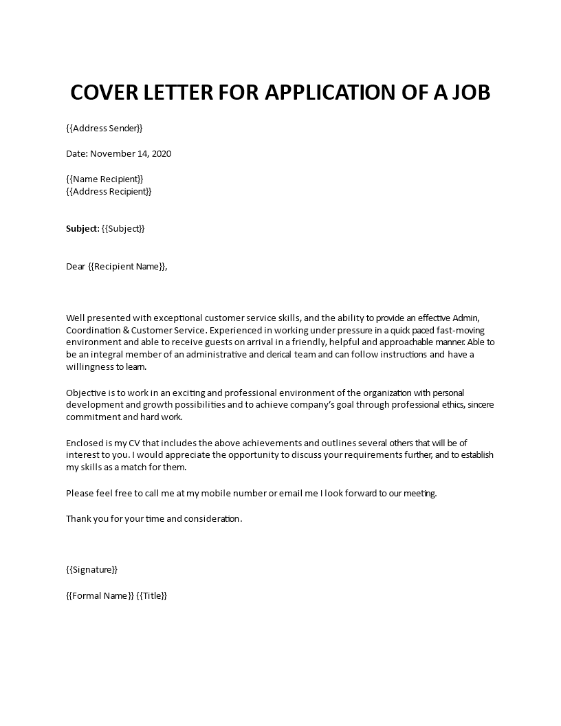 job application letter template