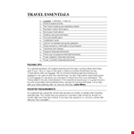 Essential Packing List Template for Stress-Free Travel | Passport, Luggage & More example document template