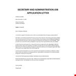 Secretary job application letter example document template