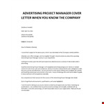 Marketing Project Manager cover letter example document template