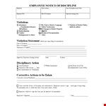 Corrective Action: Employee Write Up Form for Supervisor example document template