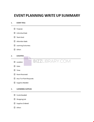 Event Planning Write-Up Summary