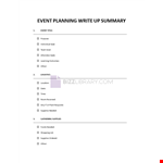 Event Planning Write-Up Summary example document template