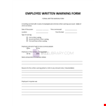 Employee Written Warning Form example document template