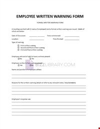 Employee Written Warning Form