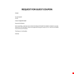 Request application for issue of guest coupon example document template