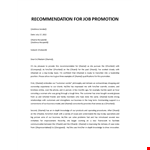 Recommendation Letter Job Promotion example document template