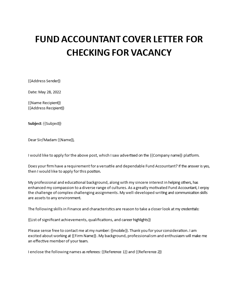 fund accountant cover letter Main Image fund accountant cover letter