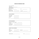 Employee Information Form Template example document template