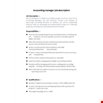 Accounts Manager Job Description example document template