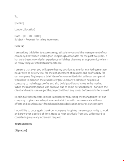 Request for Salary Increase - Professional Letter