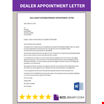 Dealer Appointment Letter example document template
